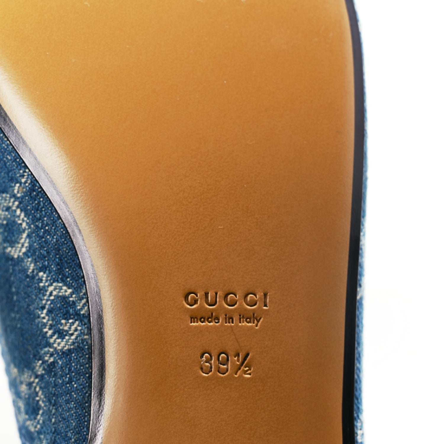 Gucci New Denim GG Malaga Kid Womens Princetown Slippers 39.5 Light Blue Royale 7 of 8