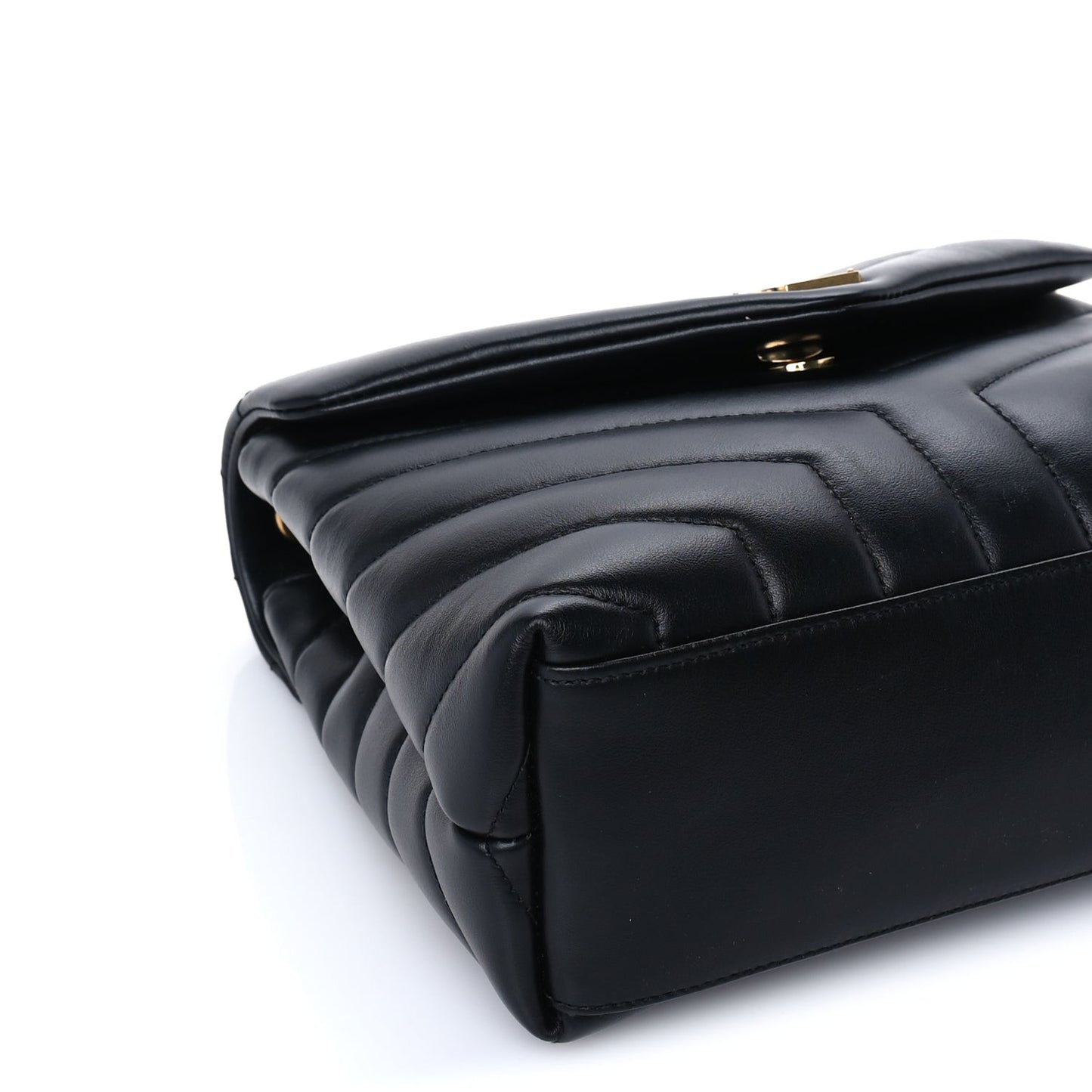 Calfskin Y Quilted Monogram Small Loulou Chain Satchel Black
