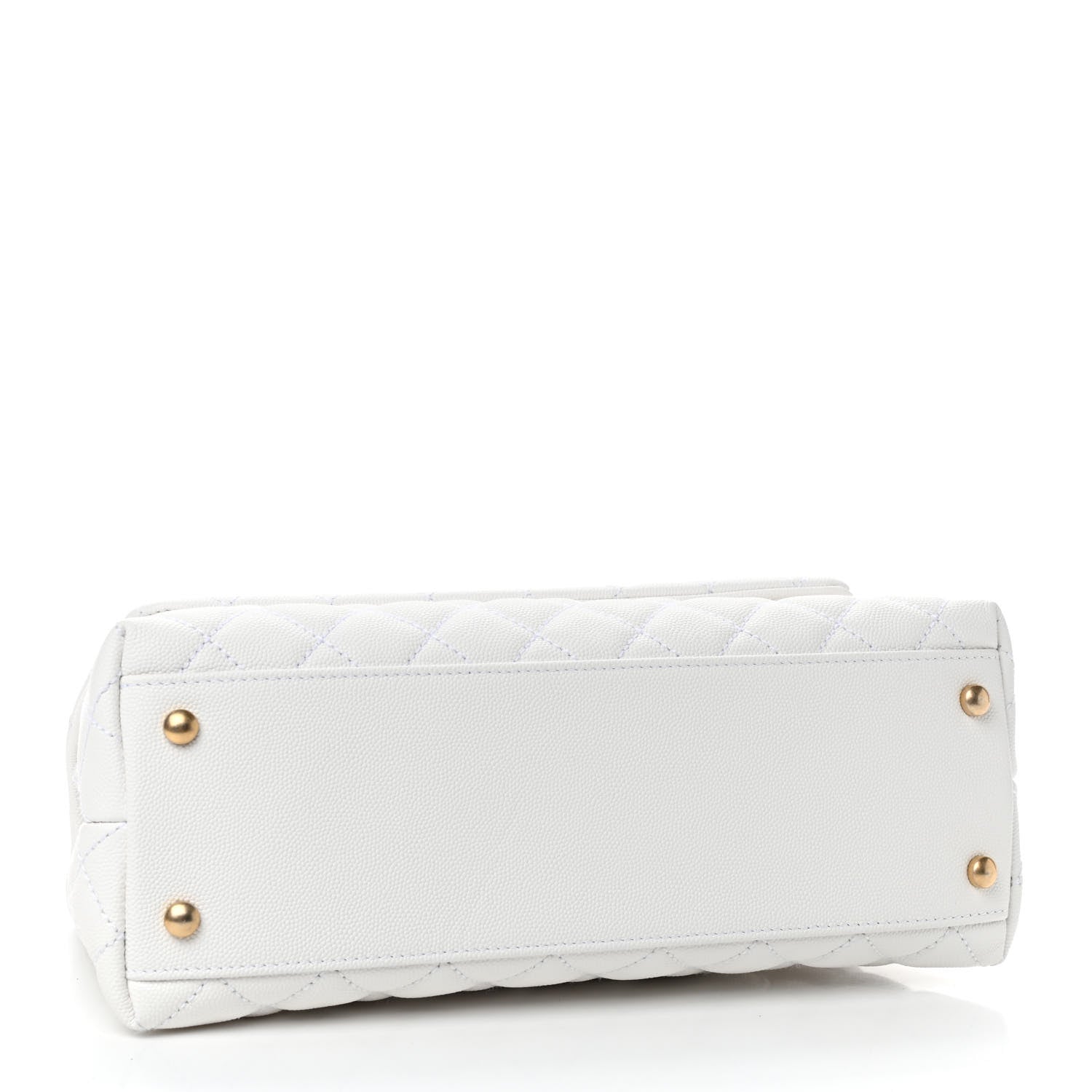 Chanel Caviar Lizard Quilted Small Coco Handle Flap White Beige 3 of 8