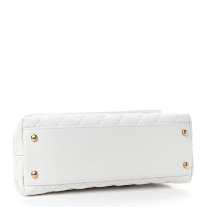 Chanel Caviar Lizard Quilted Small Coco Handle Flap White Beige 3 of 8