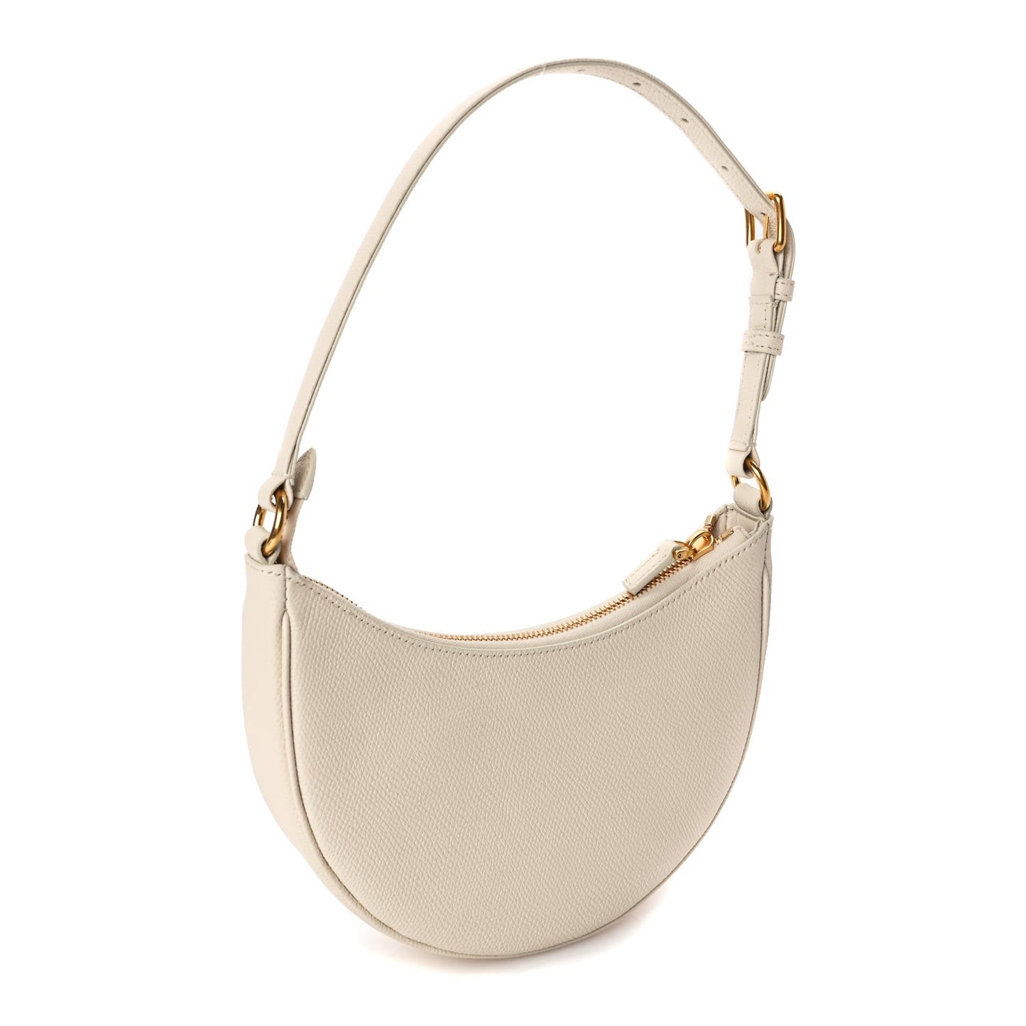Grainy Calfskin Mini Vlogo Signature Hobo Bag Light Ivory