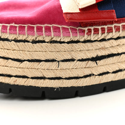 Gucci Velvet Sylvie Web Platform Espadrilles 38.5 Light Raspberry Rose 10 of 12