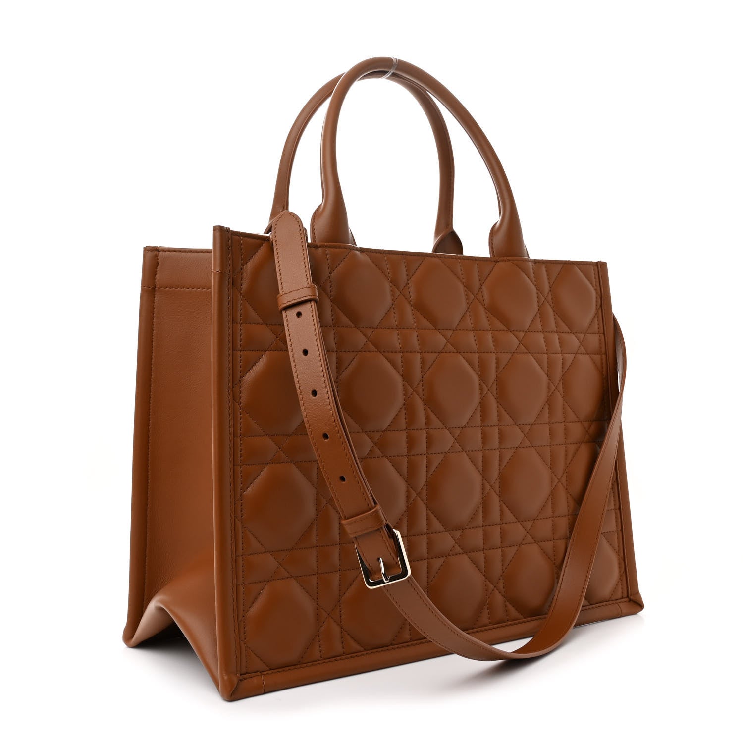 Christian Dior Calfskin Macro Cannage Medium Book Tote Golden Saddle 3 of 12