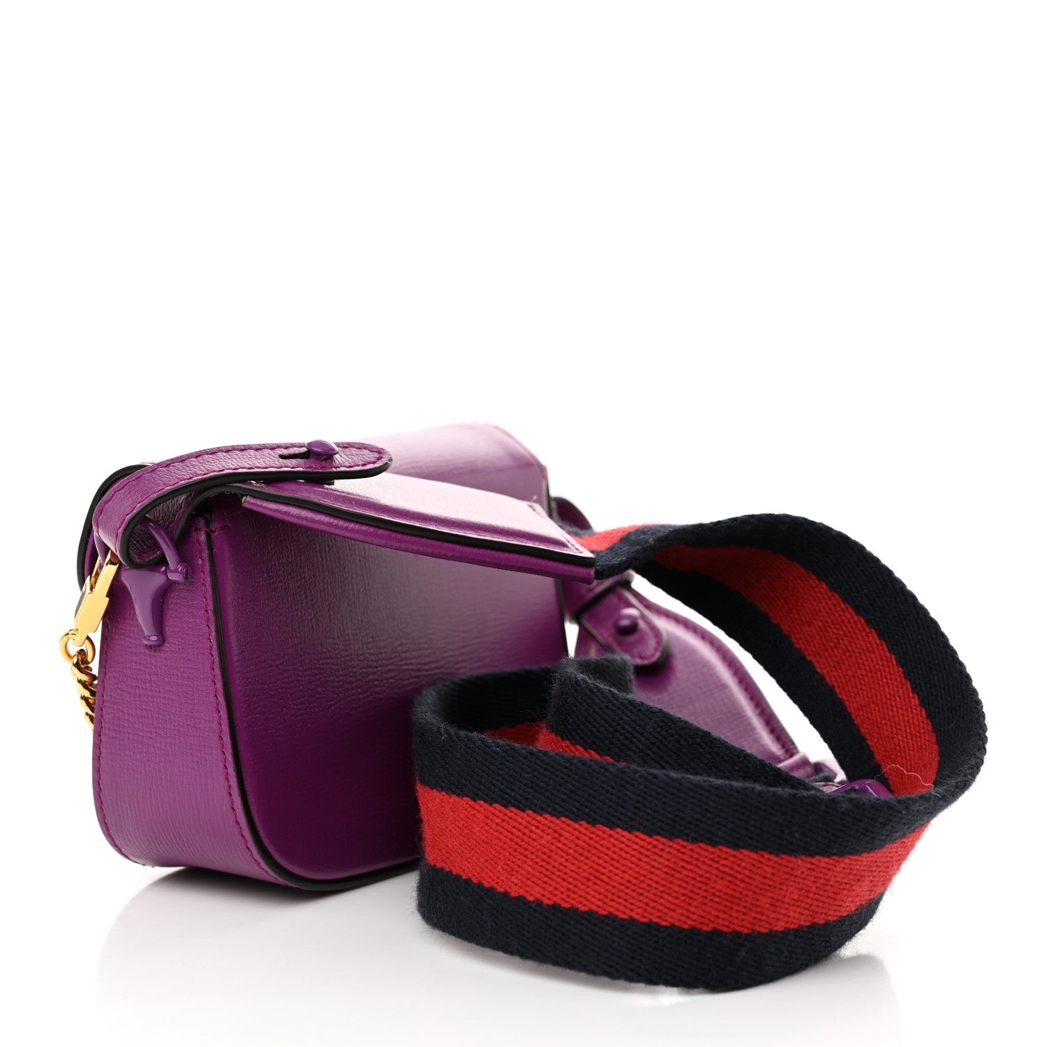 Gucci Azalea Calfskin Web Monochrome Horsebit 1955 Wallet On Strap Purple 3 of 7