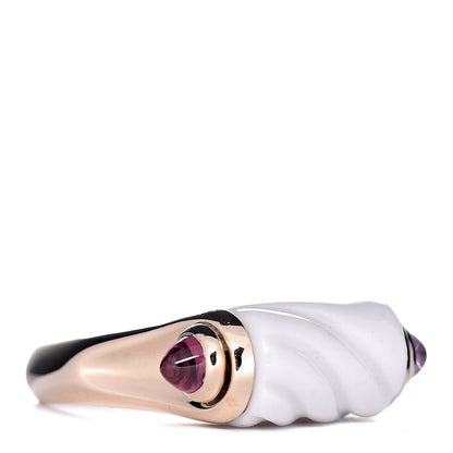 Bulgari 18K Yellow Gold White Ceramic Amethyst Pink Tourmaline Chandora Ring 52 6 5 of 7