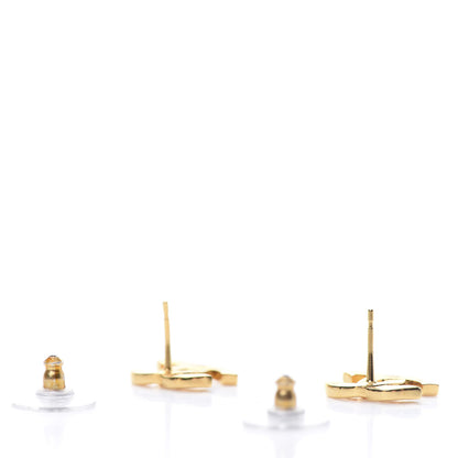 Chanel Metal CC Paris Button Stud Earrings Gold 3 of 5