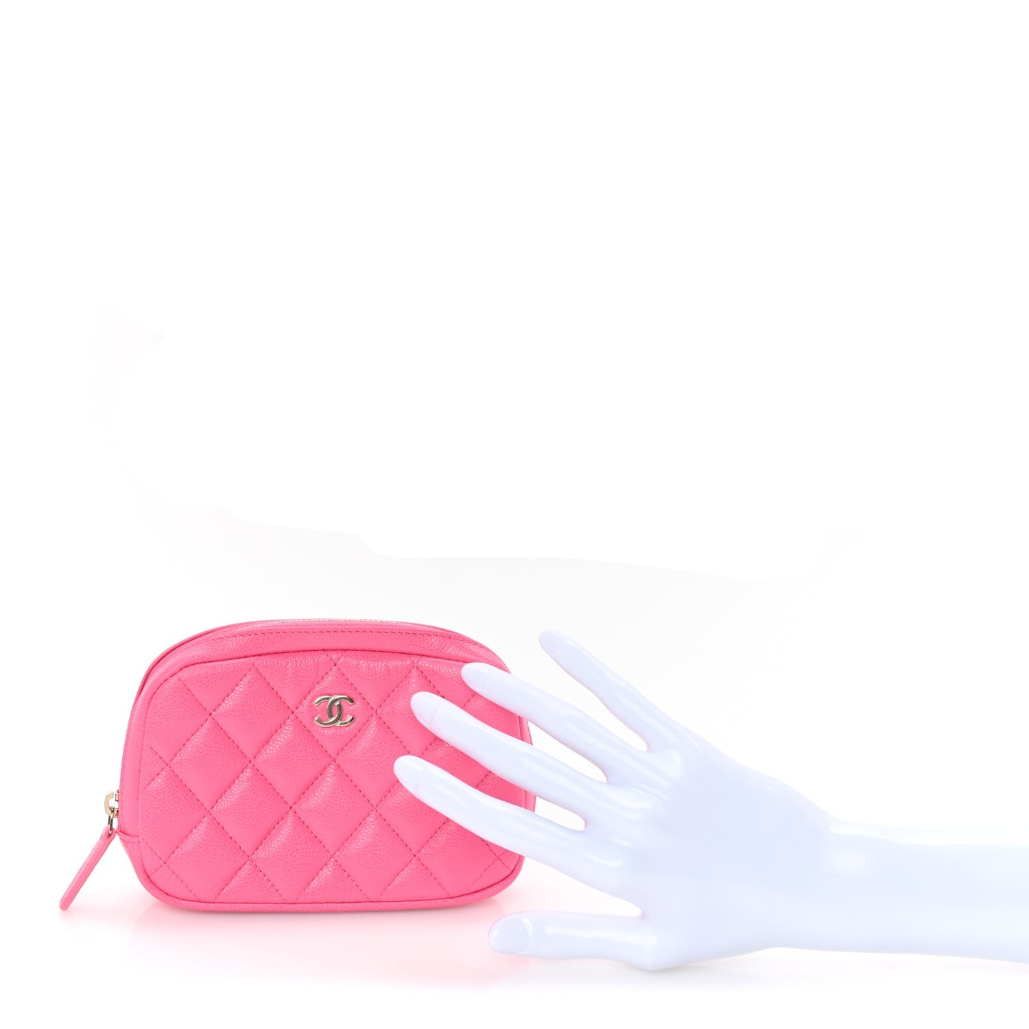 Chanel Caviar Quilted Small Curvy Pouch Cosmetic Case Pink 3 of 8
