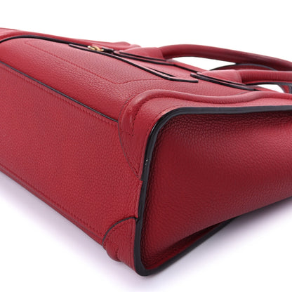 Celine Drummed Calfskin Nano Luggage Merlot 9 of 9
