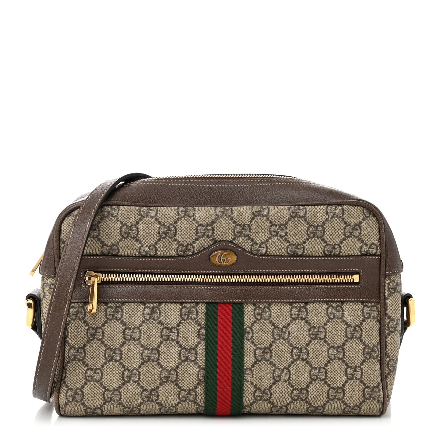 GG Supreme Monogram Web Small Ophidia Shoulder Bag Brown
