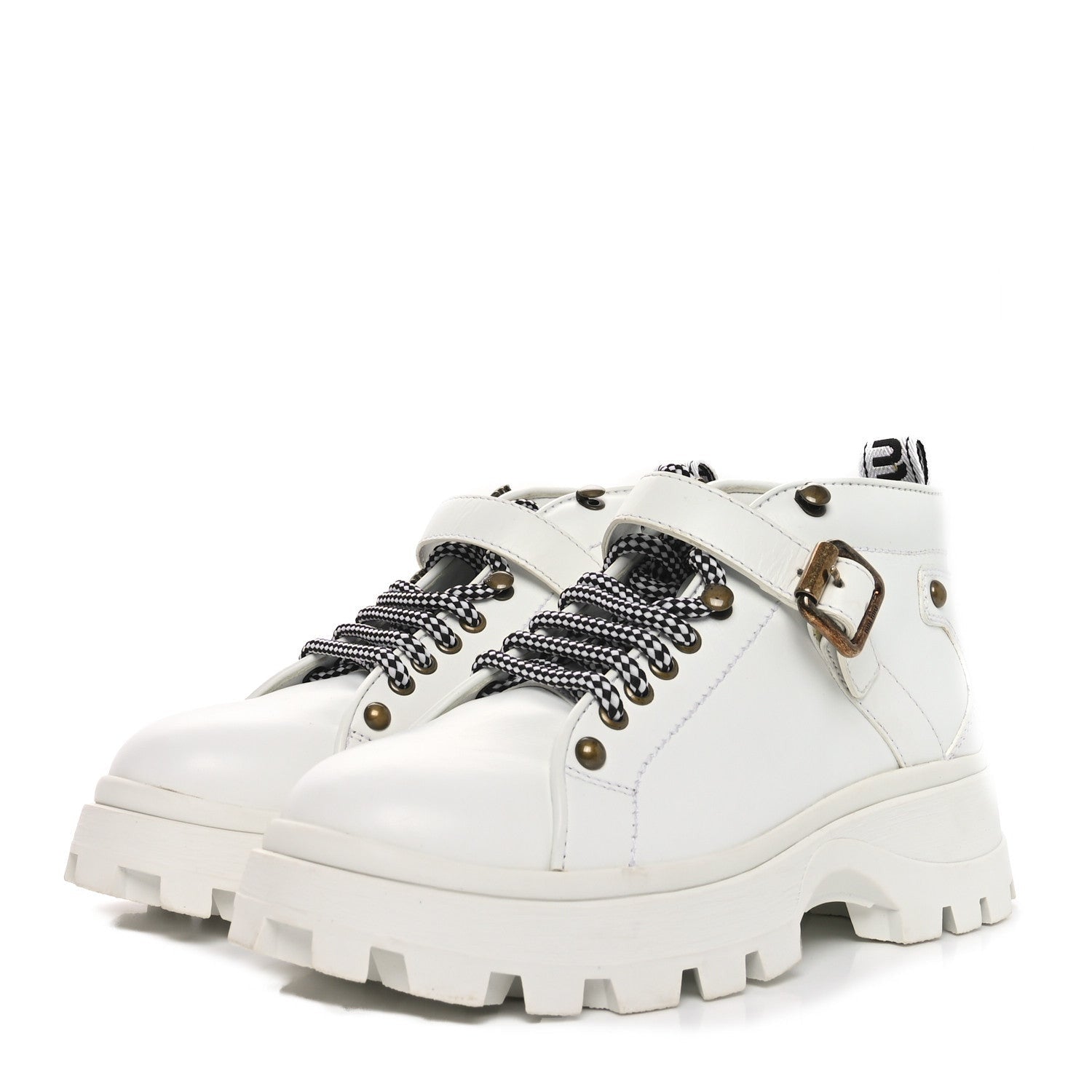 Miu Miu Calfskin Lace Up Ankle Boots 40 White 4 of 7