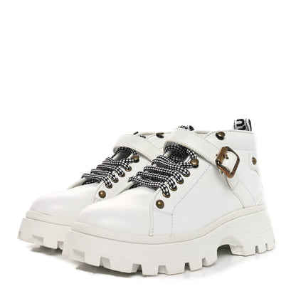 Miu Miu Calfskin Lace Up Ankle Boots 40 White 4 of 7