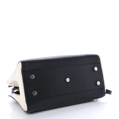 Saint Laurent Grained Calfskin Small Cabas Rive Gauche Black White 3 of 4