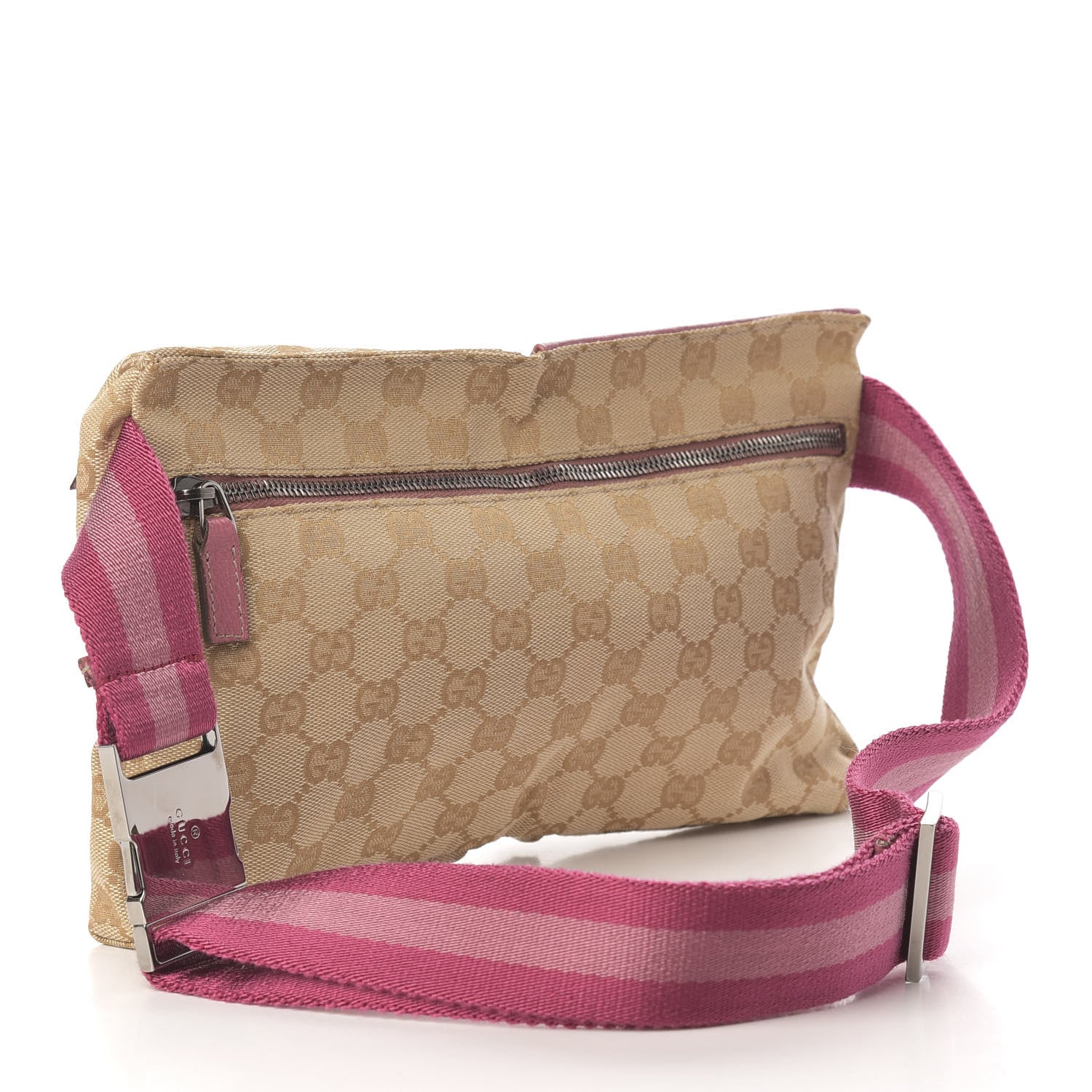 Gucci GG Monogram Web Double Pocket Belt Bag Pink 3 of 11