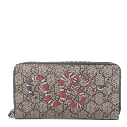 Gucci GG Supreme Monogram Kingsnake Zip Around Wallet Black 1 of 7