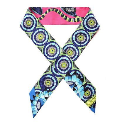 Hermes Silk The Savana Dance Twilly Rose Indien Indigo Vert 1 of 5