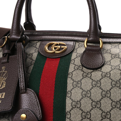 Gucci GG Supreme Monogram Textured Dollar Calfskin Web Medium Ophidia Carry-On Duffle Bag Beige Ebony New Acero 6 of 8