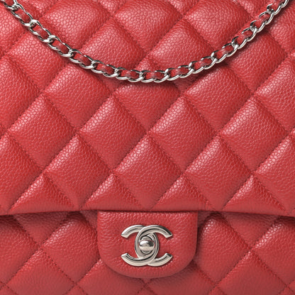 Chanel Caviar Quilted Clutch With Chain Flap Red 12 of 13