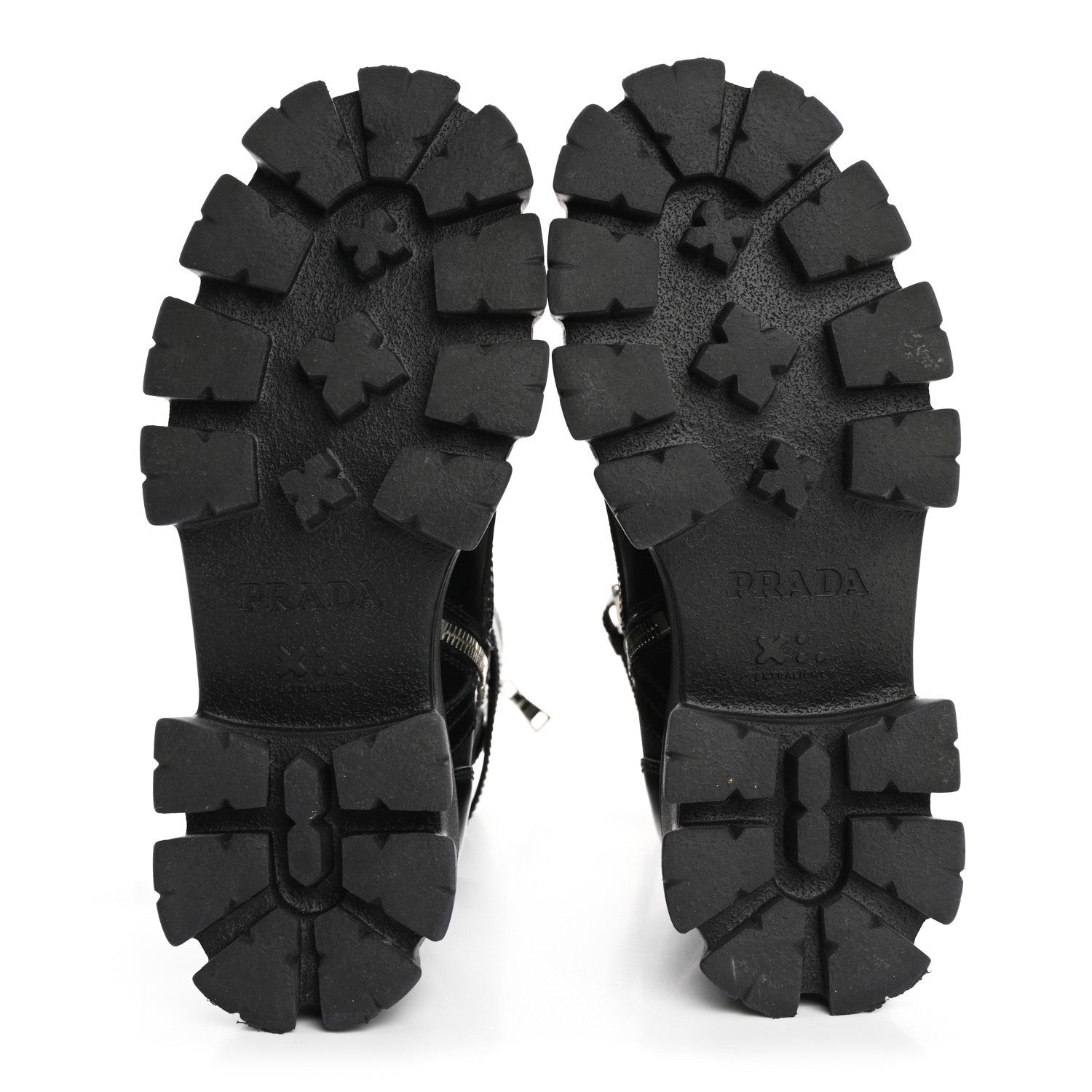 Prada Spazzolato Rois Re-Nylon Metal Triangle Logo Monolith Pouch Pocket 55mm Tall Combat Boots 36.5 Black 5 of 7