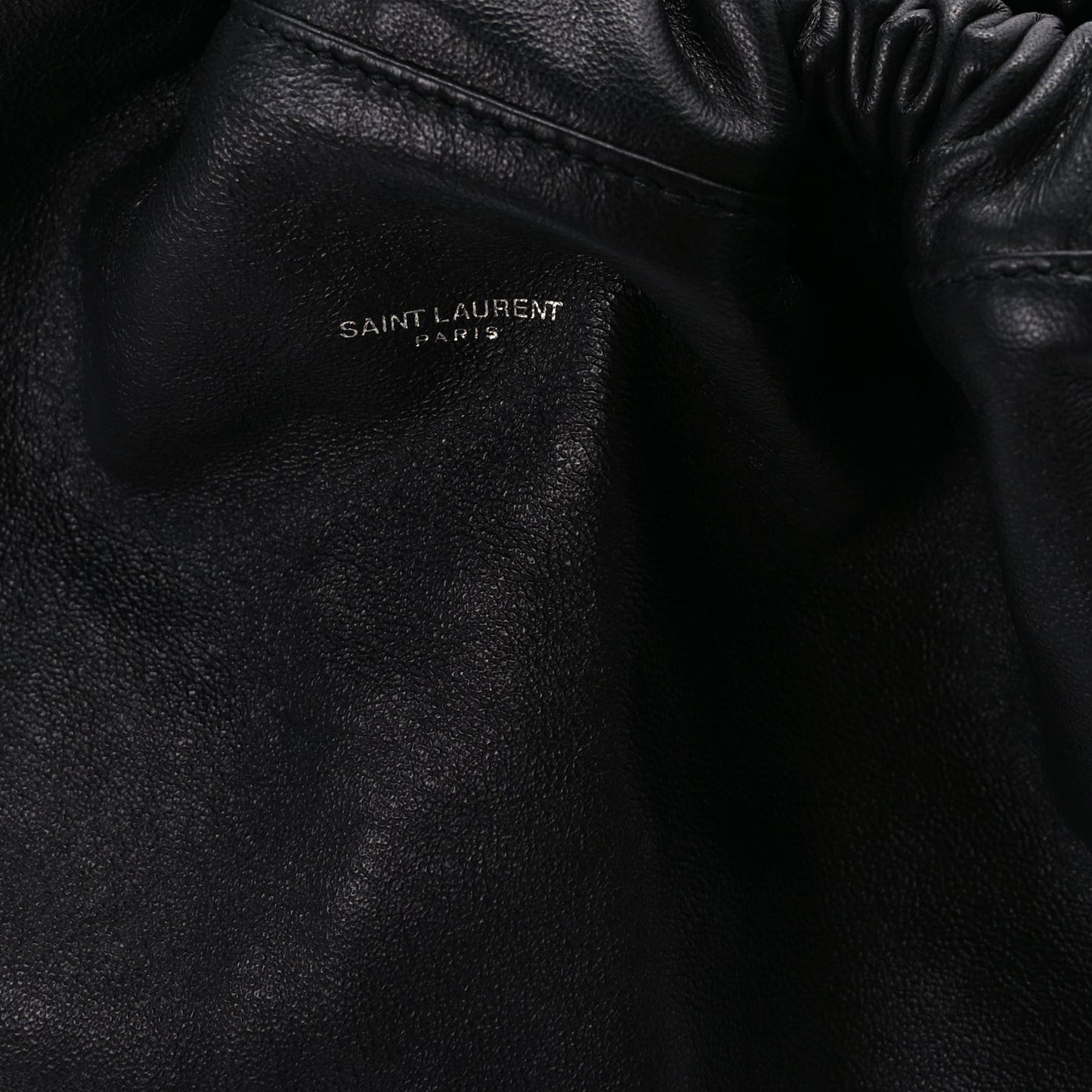 Smooth Calfskin Teddy Drawstring Bag Black