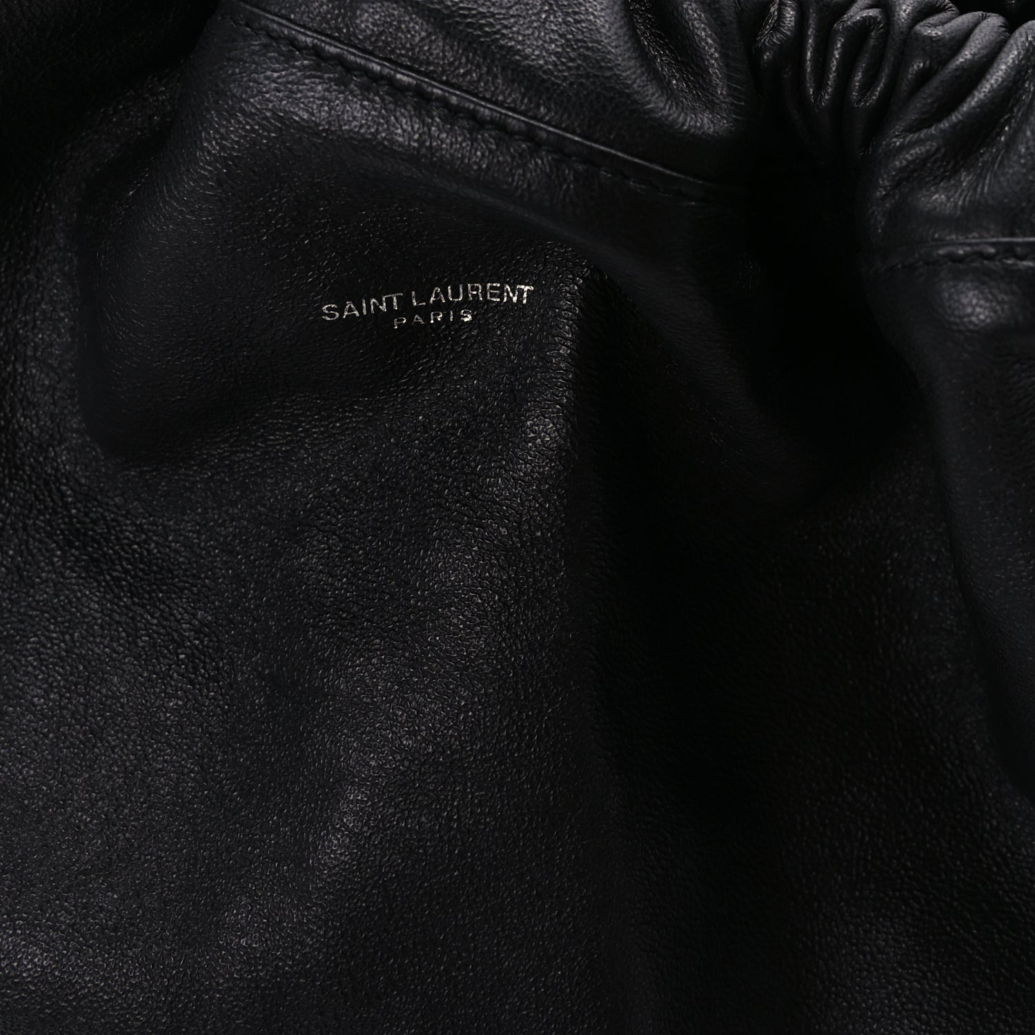 Saint Laurent Smooth Calfskin Teddy Drawstring Bag Black 8 of 10