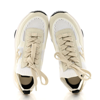 Chanel Mesh Suede Fabric Womens CC Sneakers 36 White Ivory Light Beige 2 of 7