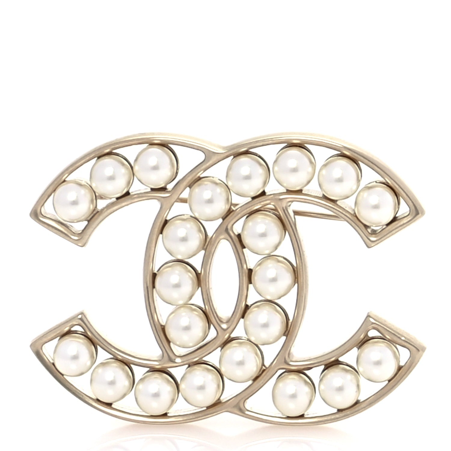 Chanel Pearl CC Brooch Light Gold 1 of 3