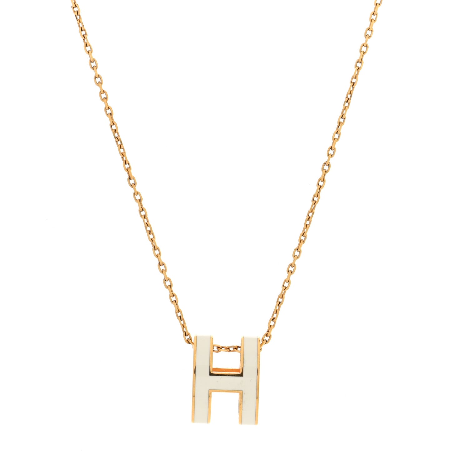 Lacquered Gold Mini Pop H Pendant Necklace Marron Glace