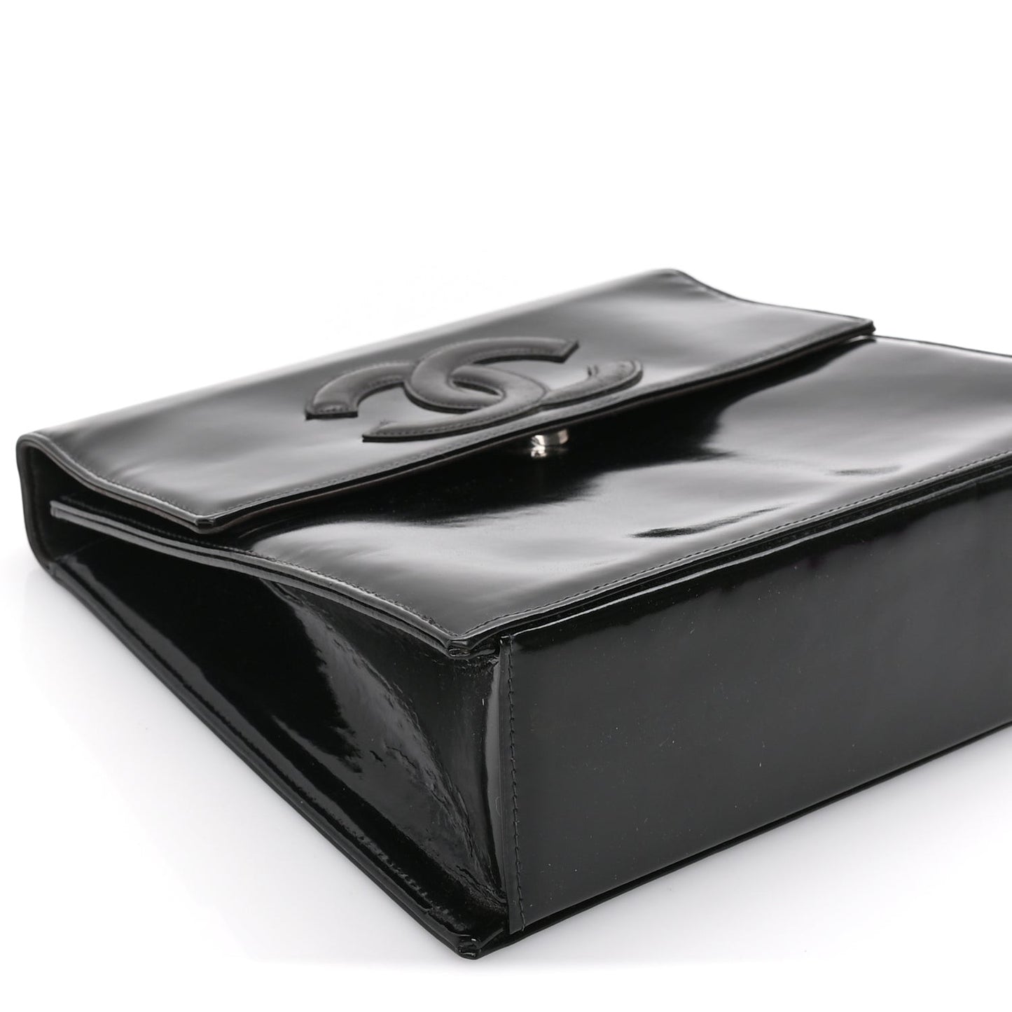 Lambskin Patent CC Flap Bag  Black
