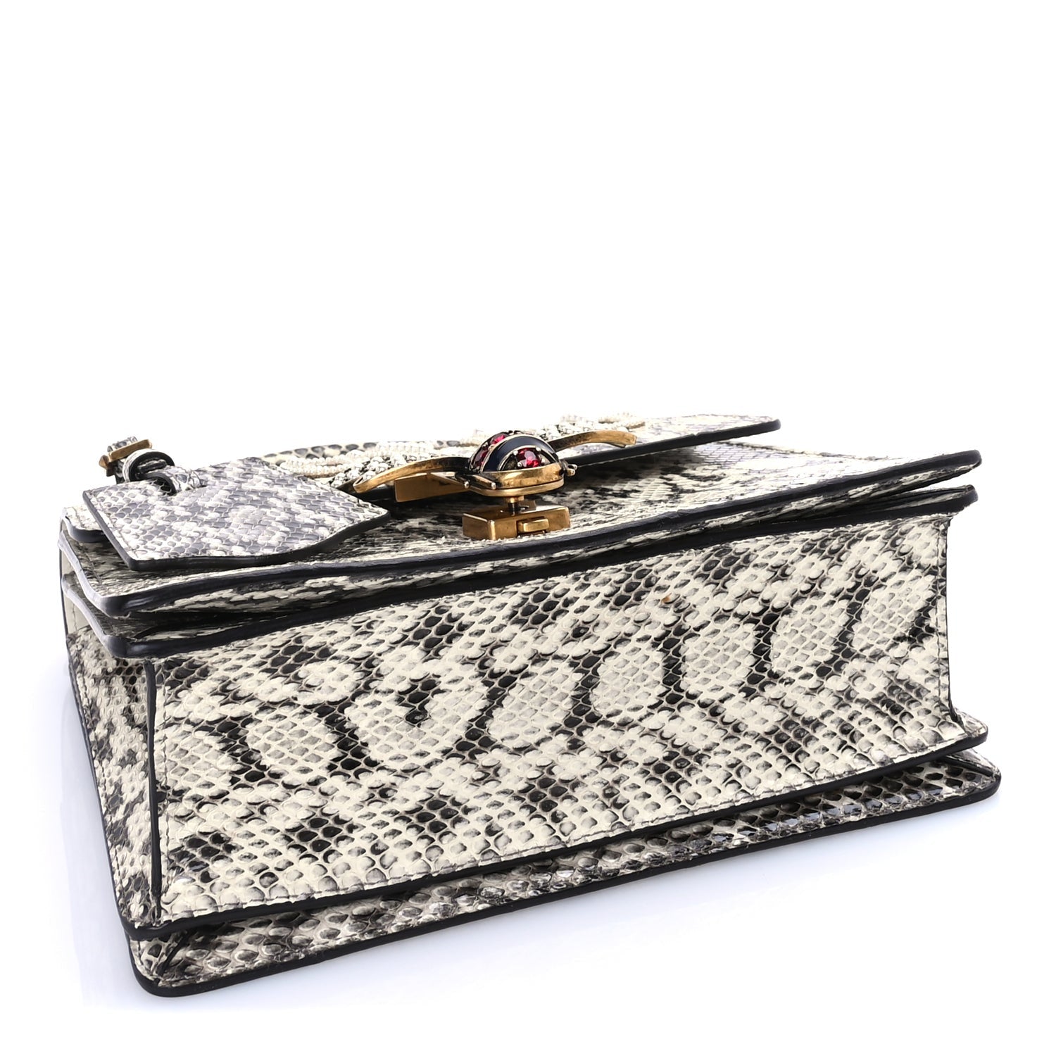 Gucci Snakeskin Sylvie Web Small Queen Margaret Top Handle Bag Roccia Natural 3 of 7