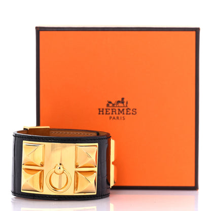 Hermes Shiny Alligator Collier de Chien CDC Bracelet S Black 7 of 7