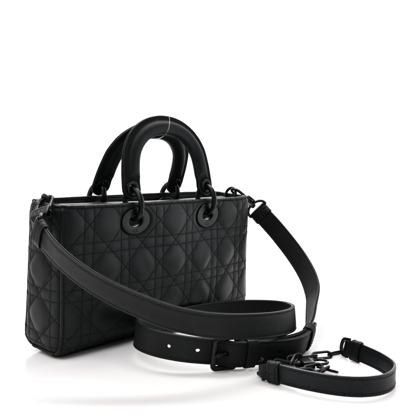 Ultra Matte Calfskin Cannage Medium Lady D-Joy Black