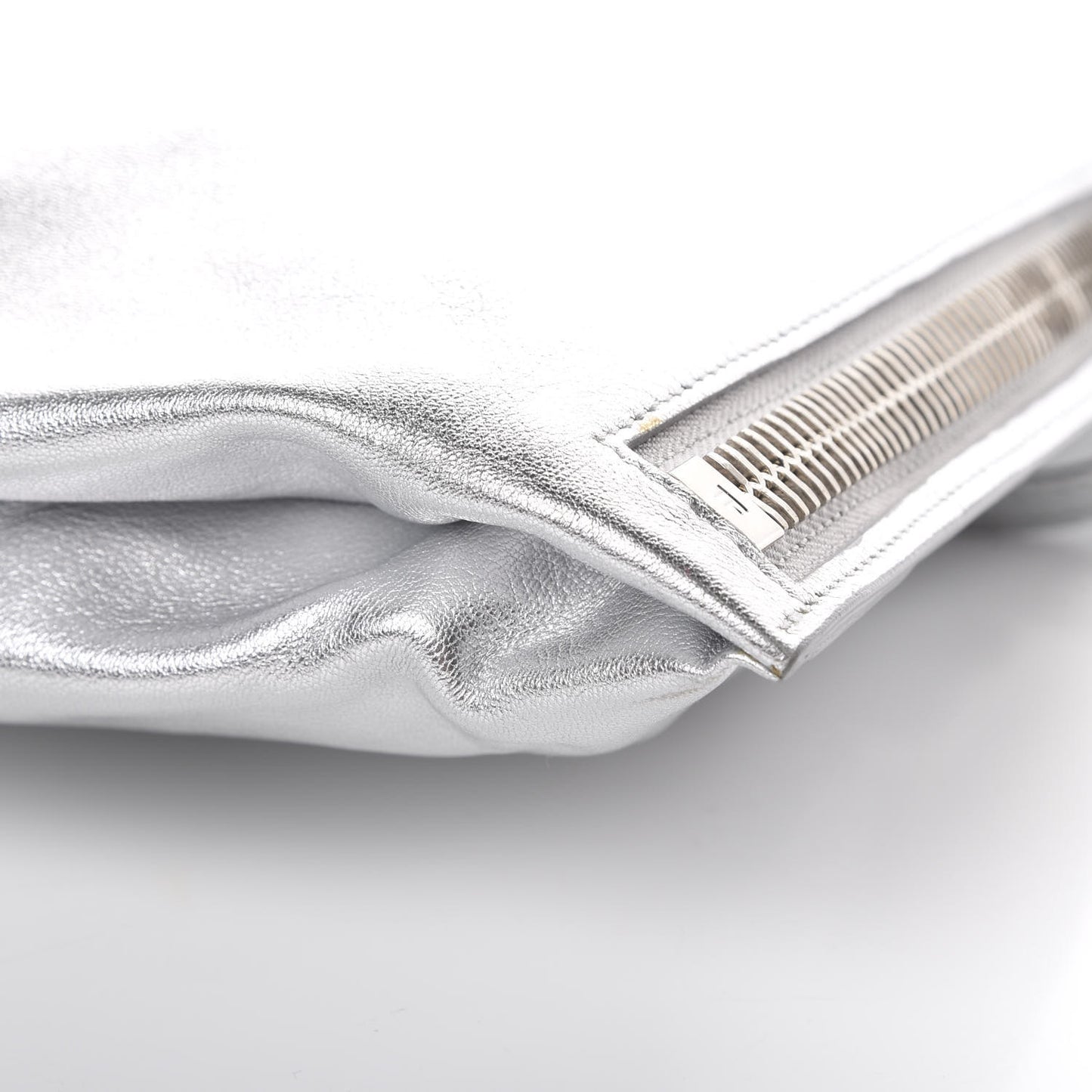 Metallic Calfskin Alix Padlock Zip Shoulder Bag Silver