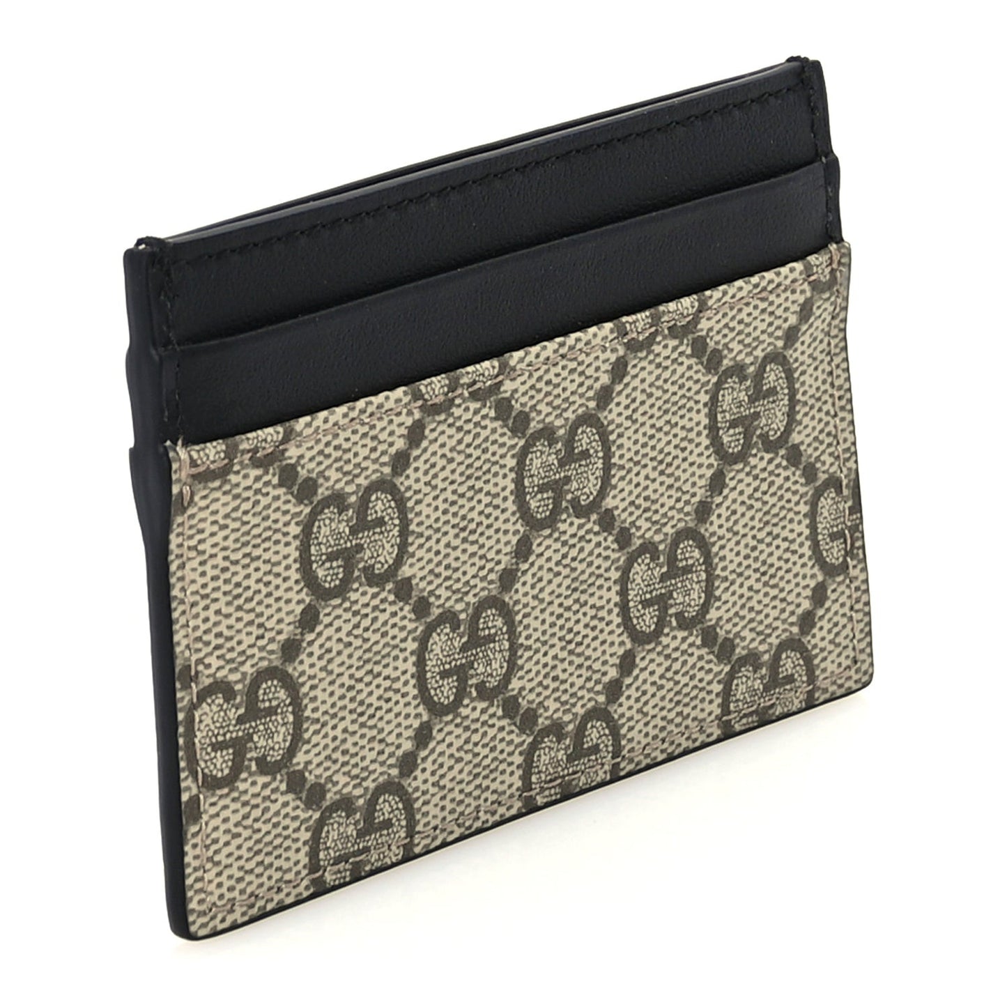 GG Supreme Monogram Calfskin Card Holder Beige Black