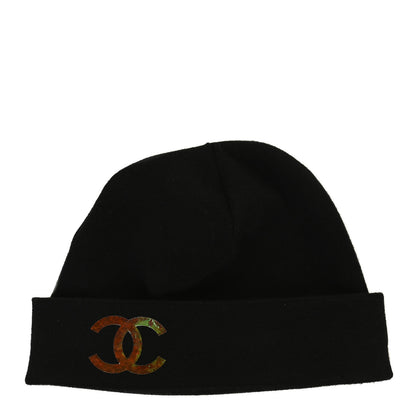 Chanel Cashmere CC Beanie Hat Black 1 of 5