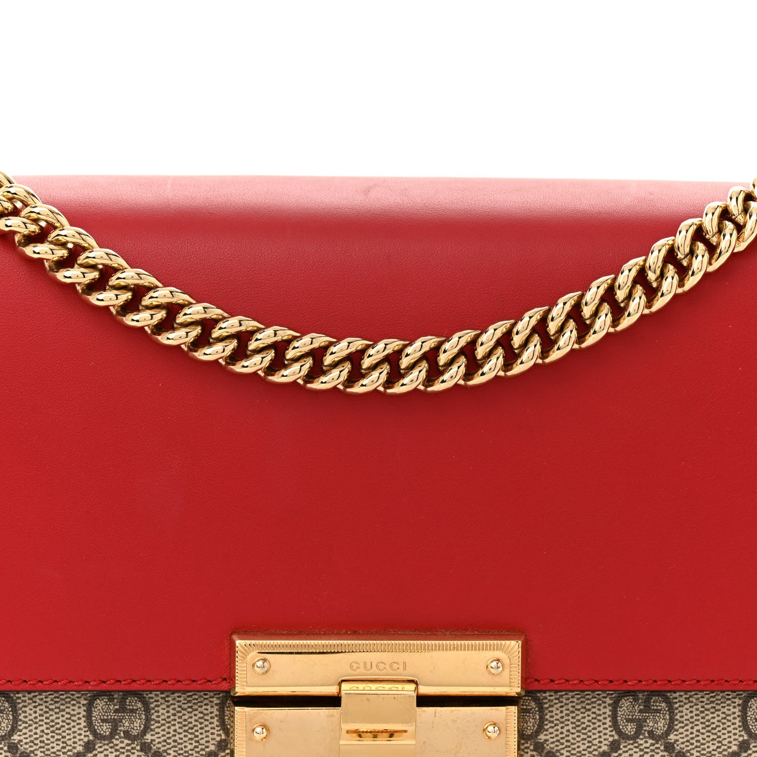 Gucci GG Supreme Monogram Calfskin Medium Padlock Shoulder Bag Beige Hibiscus Red New Rosette 8 of 16
