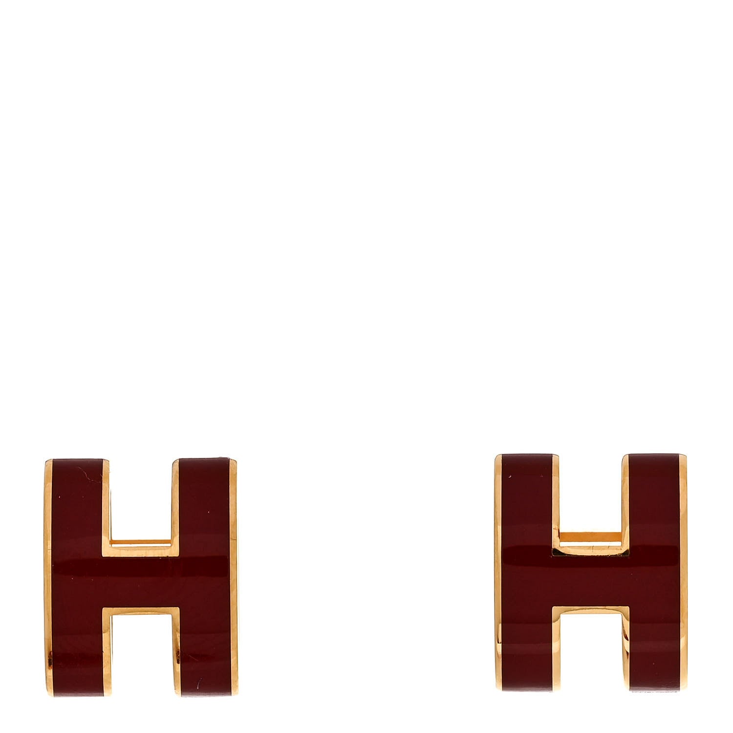 Hermes Gold Lacquered Mini Pop H Earrings New Rough H 1 of 5