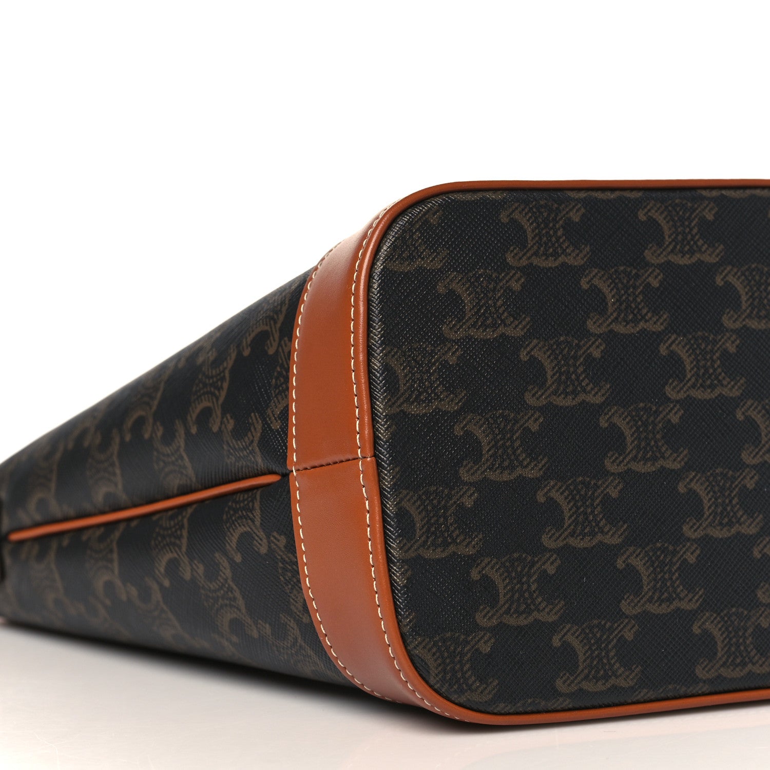 Celine Triomphe Canvas Calfskin Small Bucket Bag Tan 8 of 9