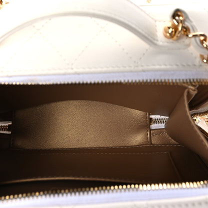Chanel Lambskin Quilted Golden Plate Vanity Case White Gold 4 of 7