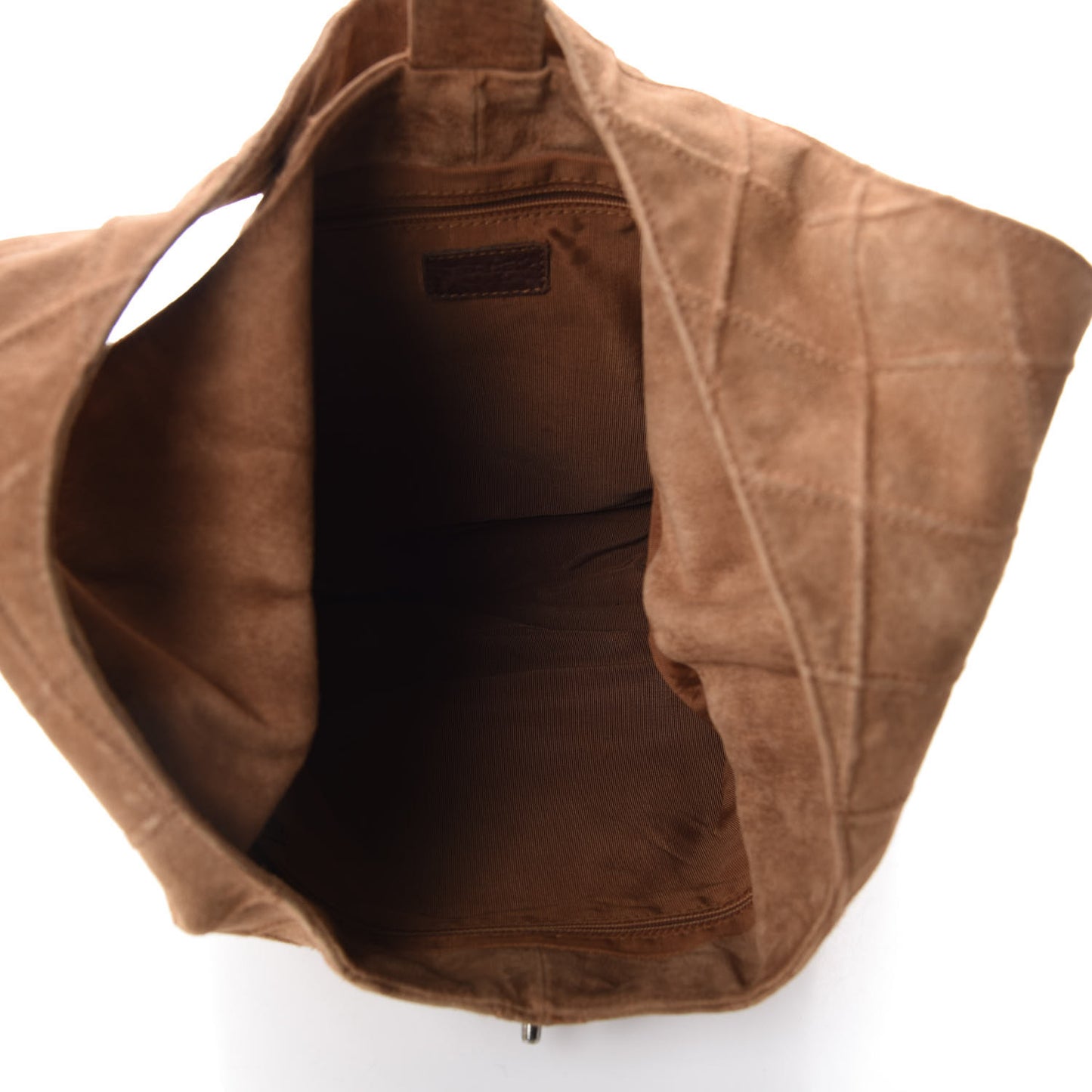 Suede Stitched Hobo Beige