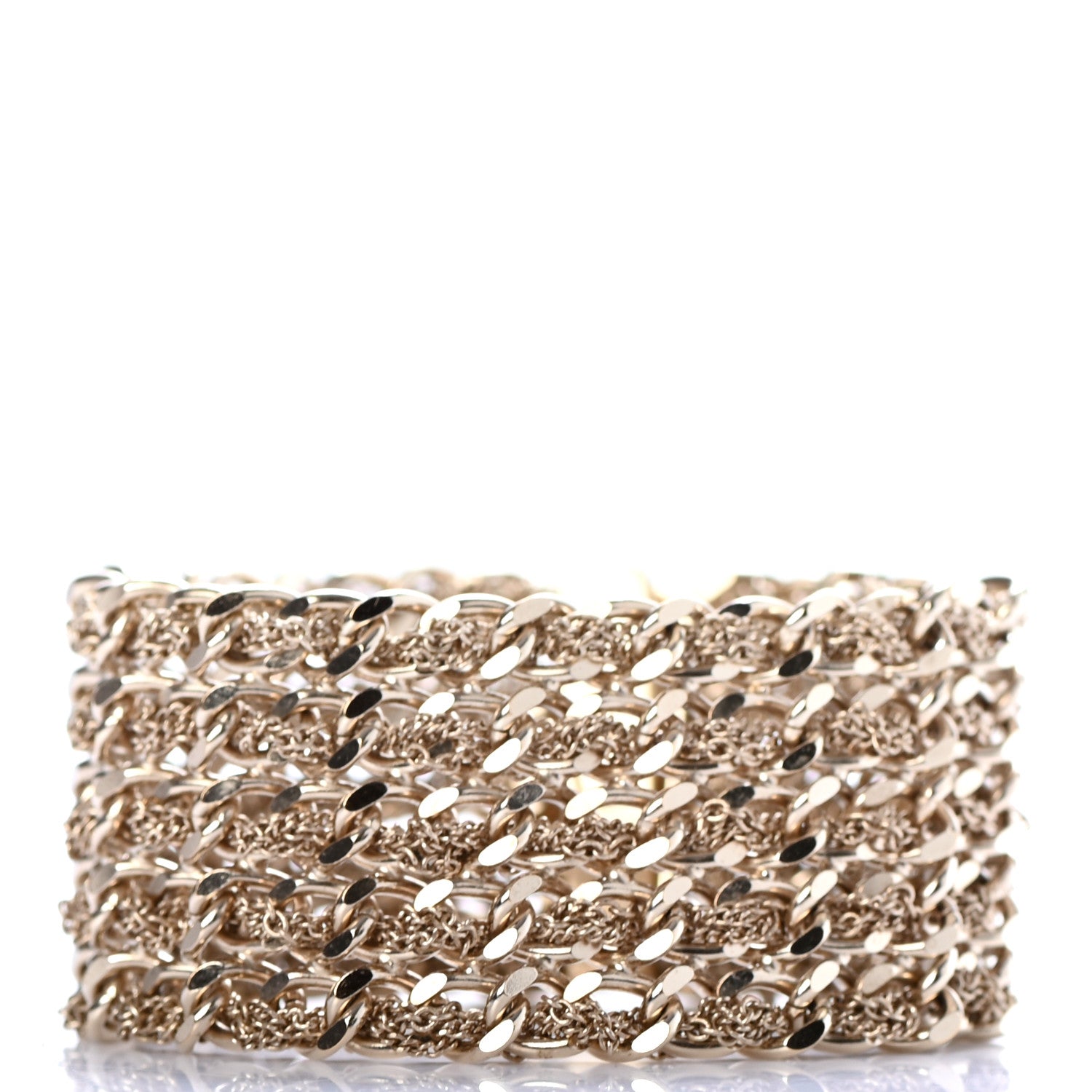 Chanel Metal CC Turnlock Multistrand Chain Bracelet M Gold 3 of 4