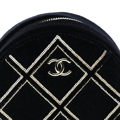 Chanel Velvet Sequin Round Clutch With Chain  Black 7 of 7