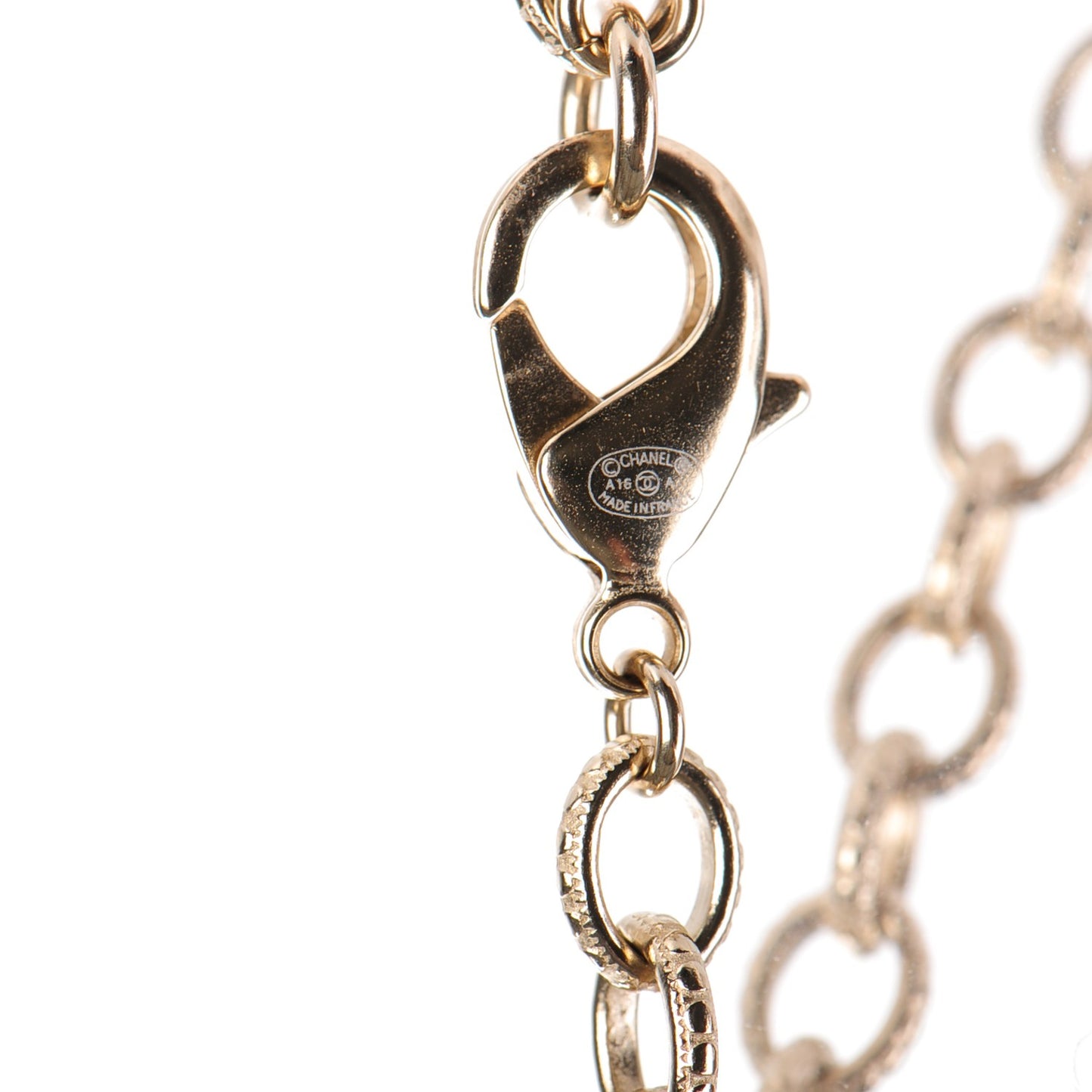 Pearl Crystal Bead CC Long Necklace Gold Grey Multicolor