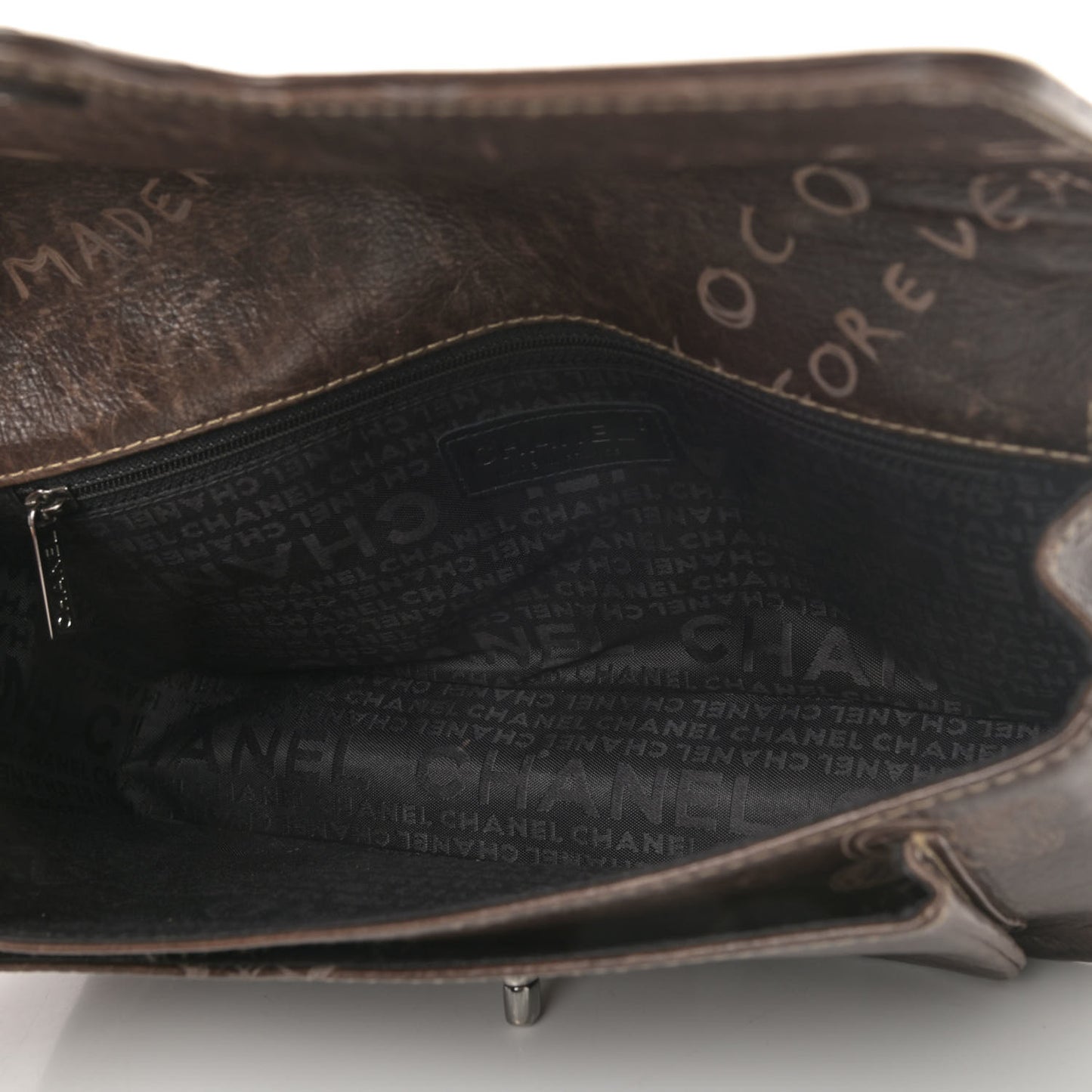 Calfskin Embossed Medium Flap Dark Brown