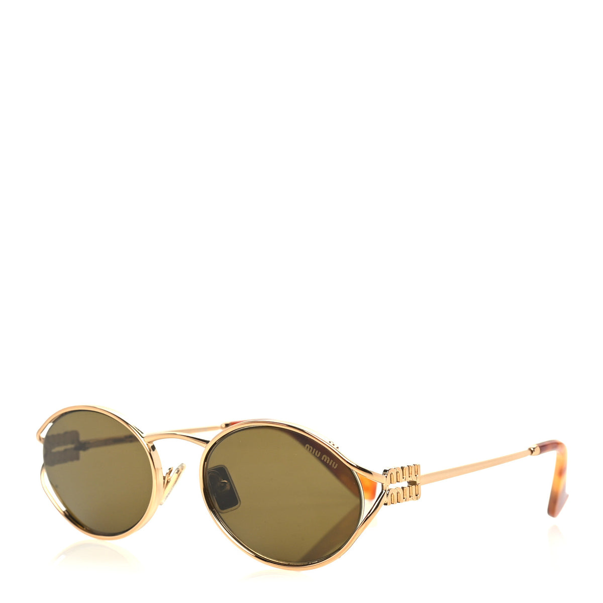 Miu Miu Metal Oval Sunglasses SMU52Y Tortoise Loden 1 of 7