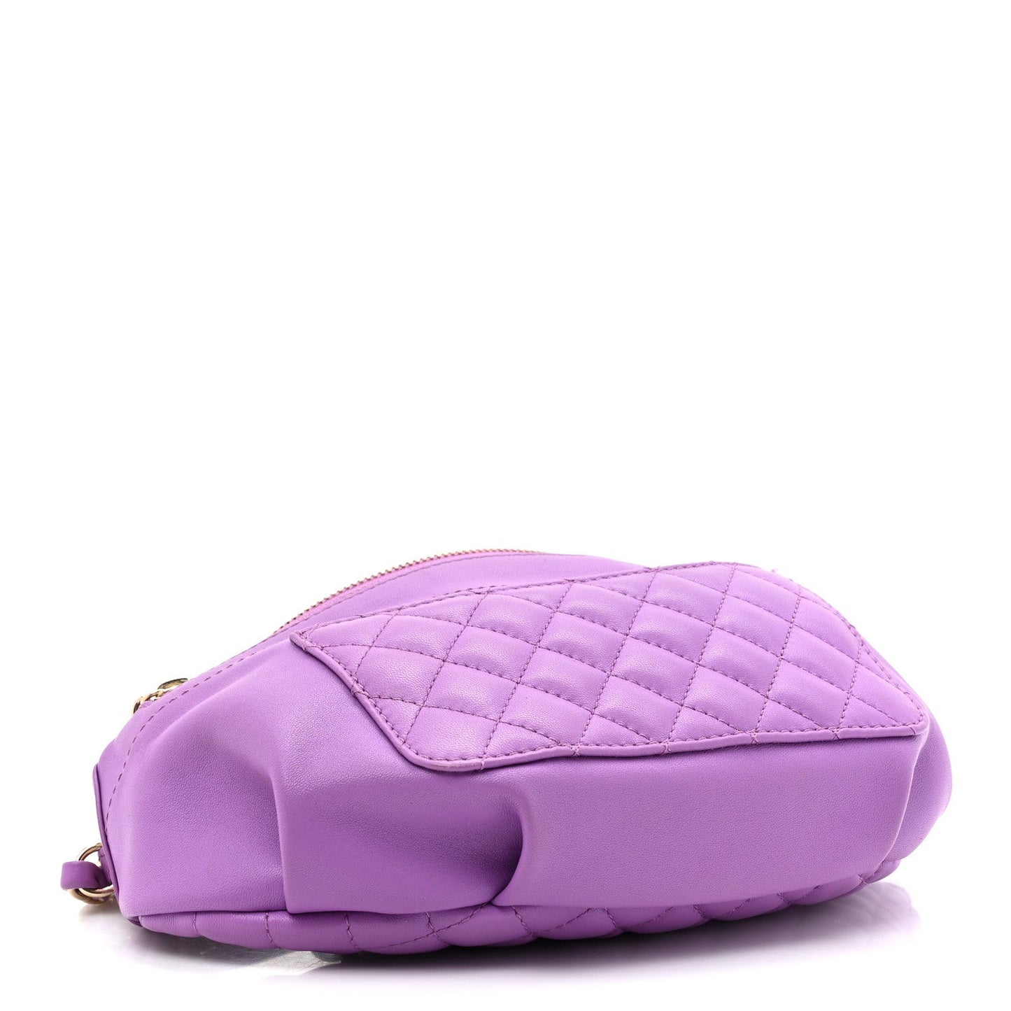 Lambskin Quilted Waist Belt Bag Purple
