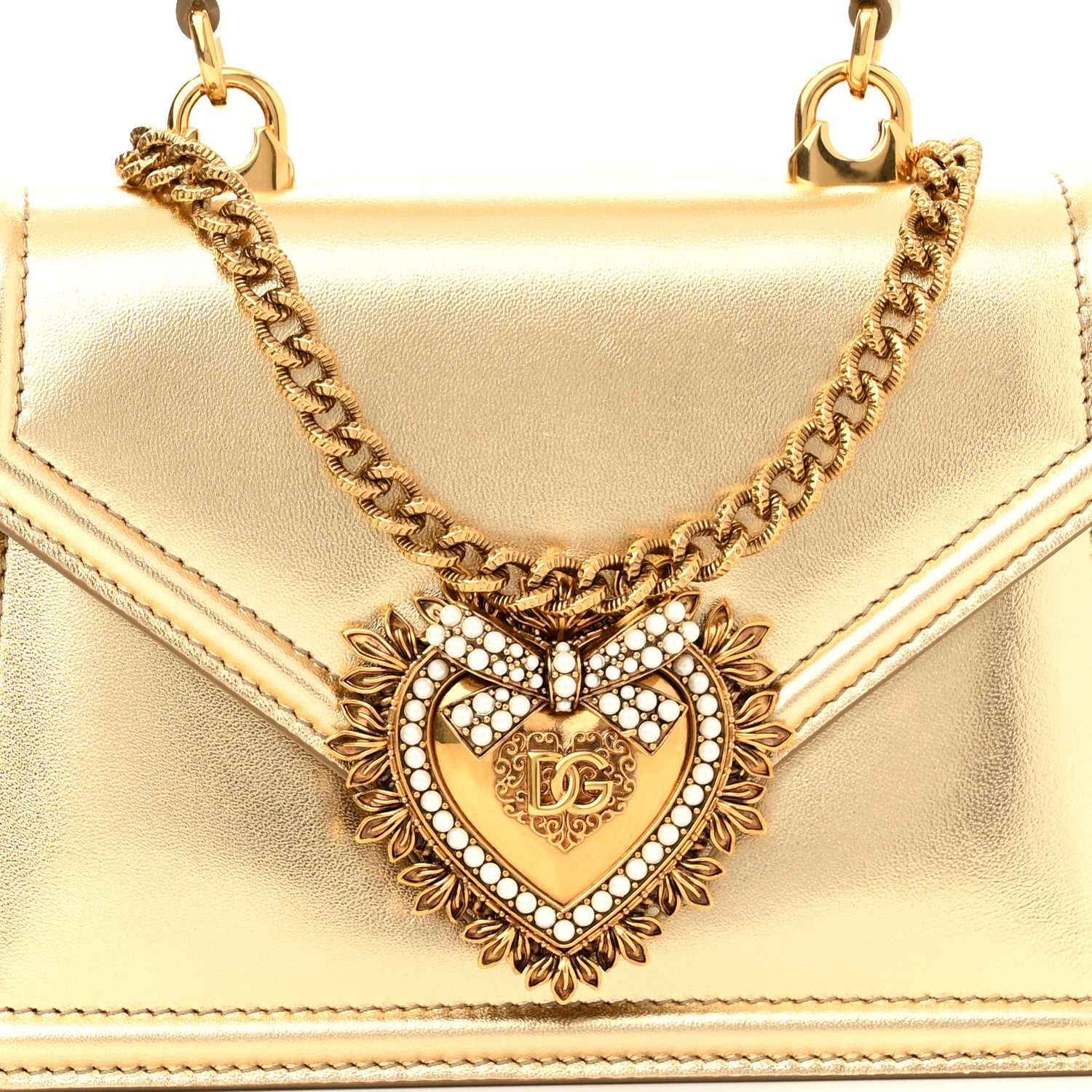 Dolce & Gabbana Metallic Nappa Small Devotion Envelope Top Handle Bag Gold 7 of 10