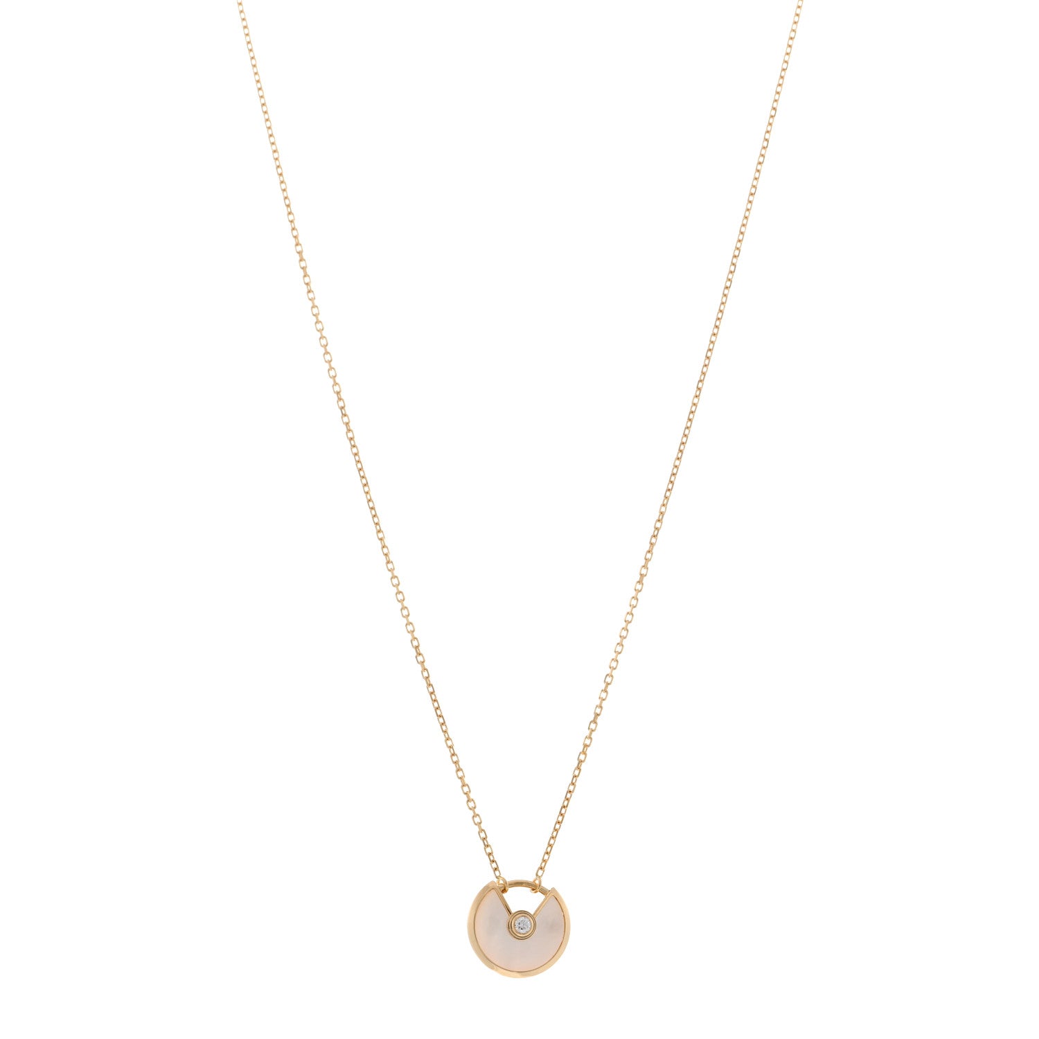 Cartier 18K Yellow Gold Diamond Mother of Pearl XS Amulette de Cartier Pendant Necklace 1 of 5