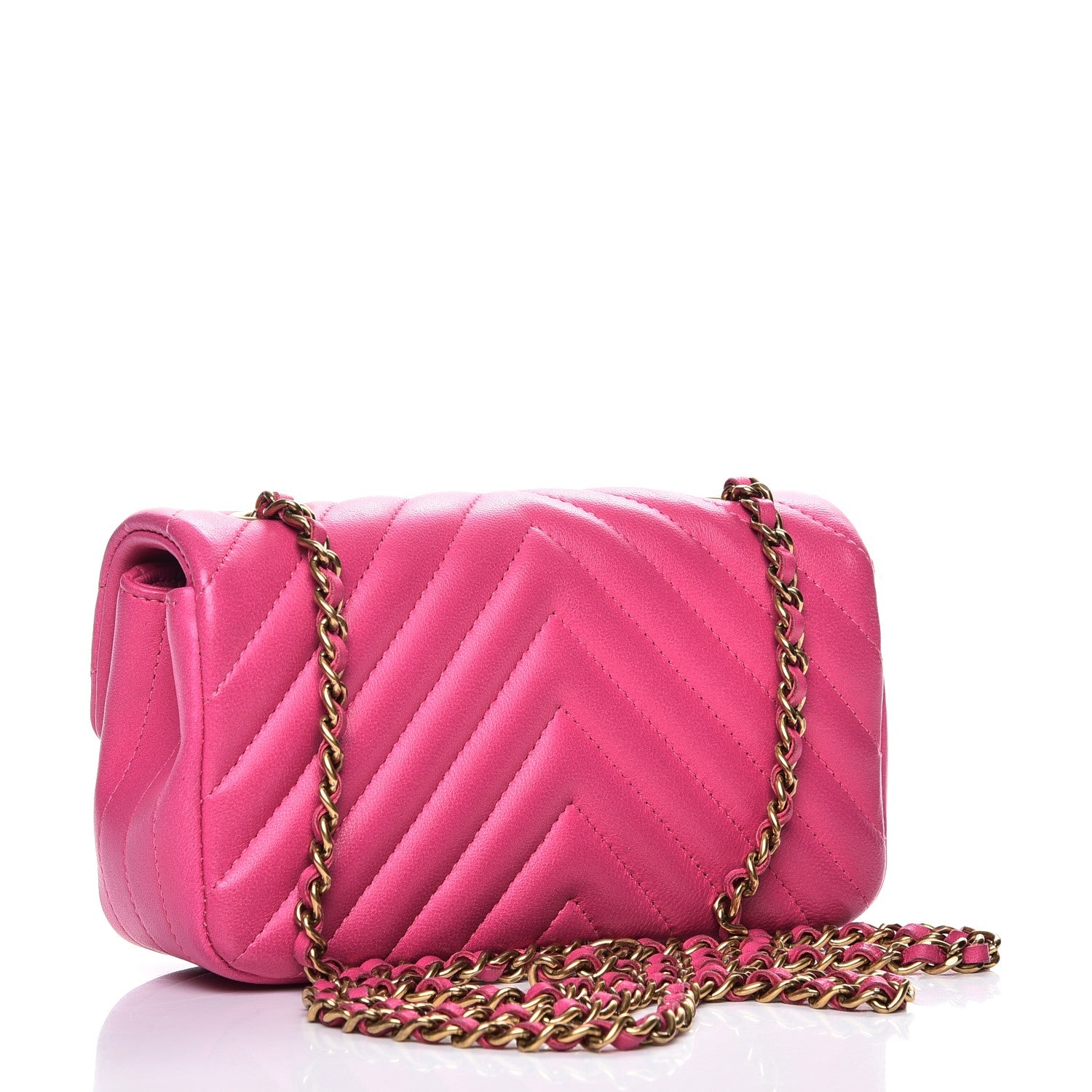 Chanel Lambskin Chevron Quilted Extra Mini Flap Dark Pink 3 of 8