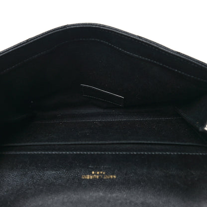 Saint Laurent Grain De Poudre Matelasse Chevron Monogram Envelope Clutch Black 5 of 11