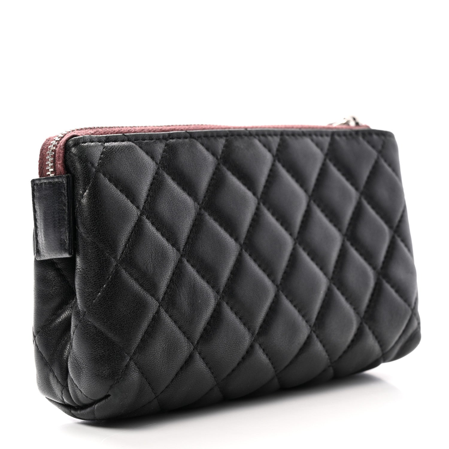 Chanel Lambskin Quilted Cosmetic Pouch Black 3 of 8